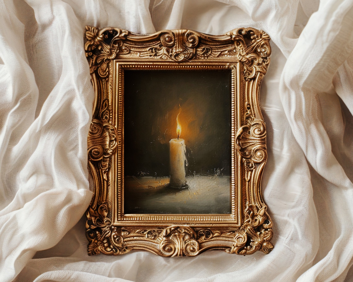 Gothic Dark Academia Candle Art Print, Victorian Aesthetic