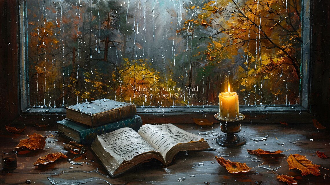 Rainy Fall Dark Academia Autumn Forest Art Print - Image 3