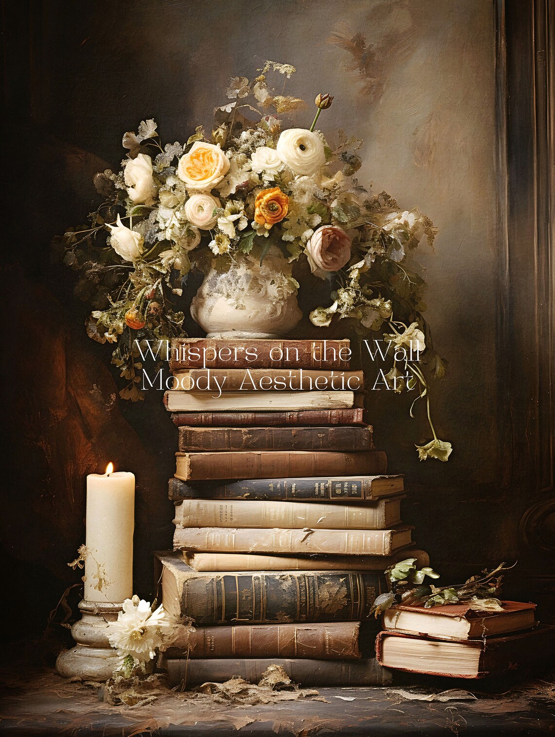 Dark Academia Book Still Life Floral Art Print - Image 5