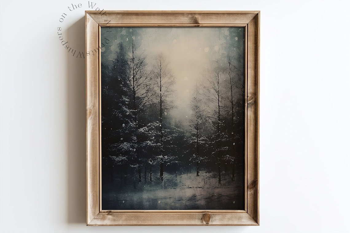Moody Winter Forest Nightscape Art Print