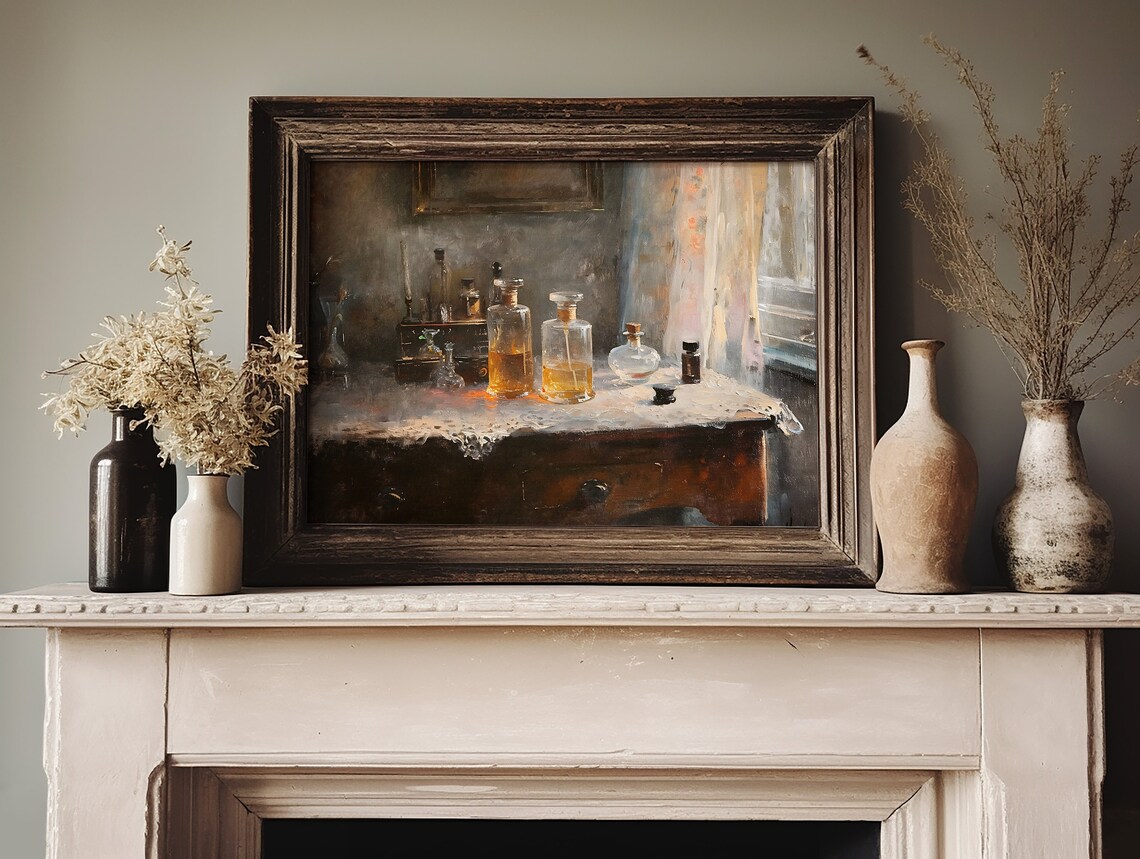 Vintage Perfume Bottles Painting Still Life Art Print - Image 2