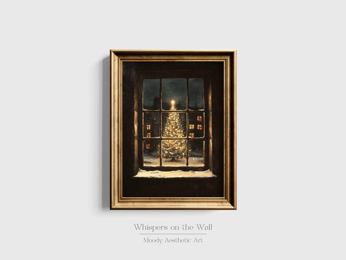 Nostalgic Christmas Tree Art Print, Moody Winter Decor - Image 2