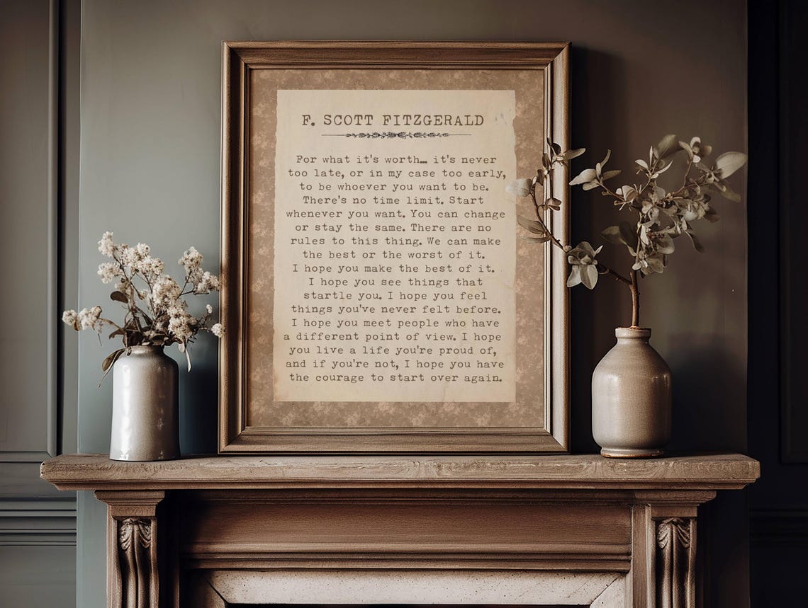F Scott Fitzgerald For What It Is Worth Vintage Parchment Poster - Image 3