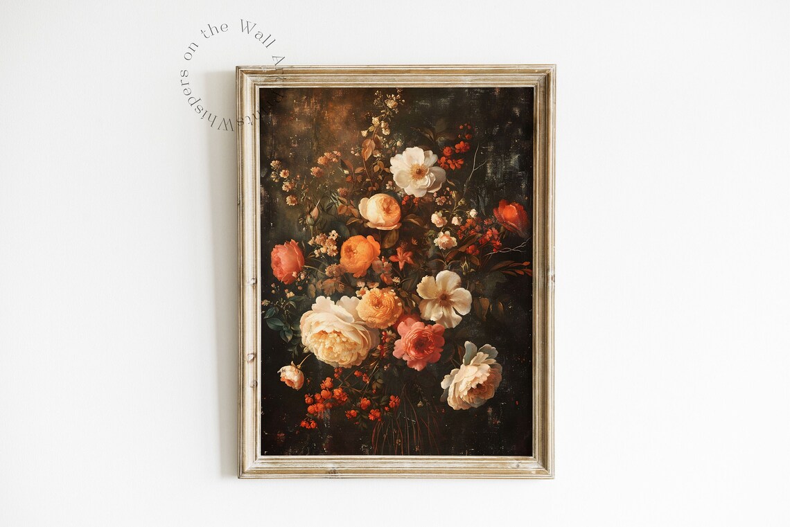 Autumn Dark Floral Painting, Vintage Botanical Art Print - Image 6