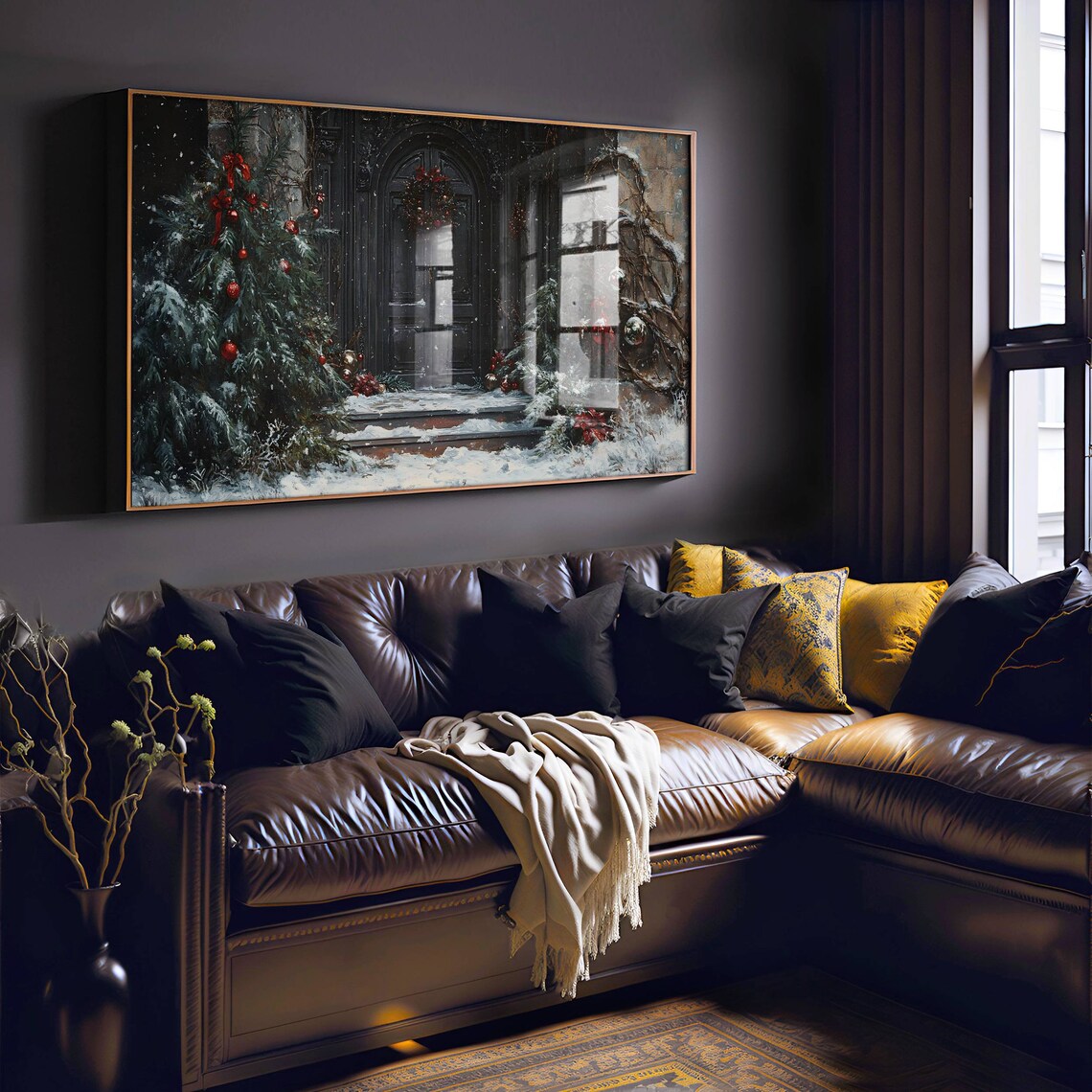 Collegiate Gothic Christmas Art Print, Moody Holiday Decor - Image 6