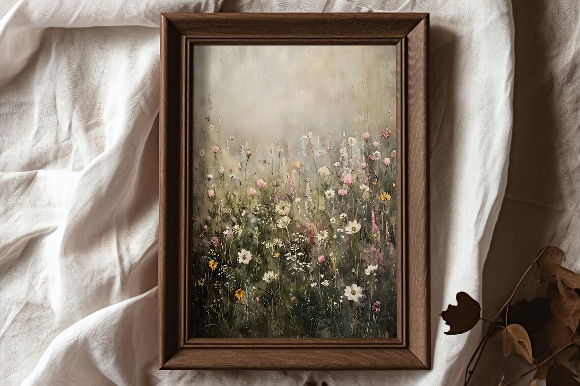 Wildflower Landscape Painting, Muted Spring Art Print - Image 6