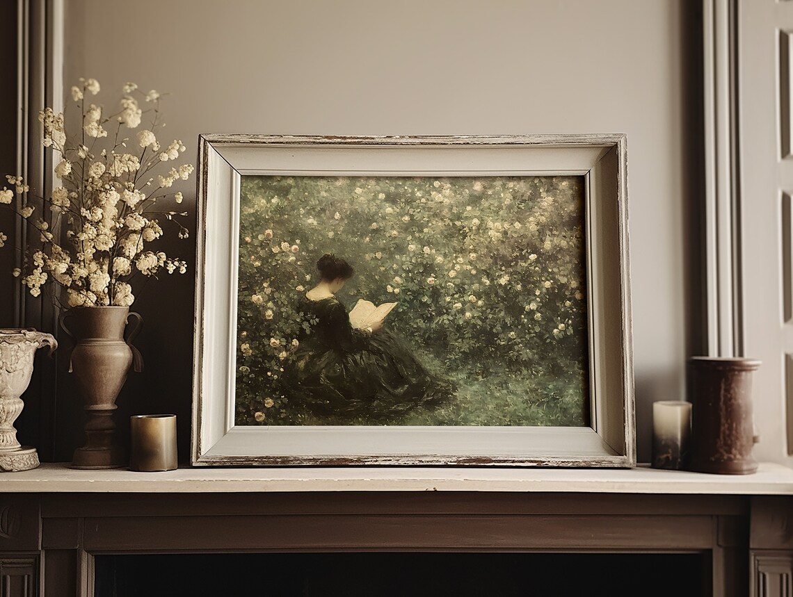 Woman Reading Art Print, Light Academia Decor - Image 5
