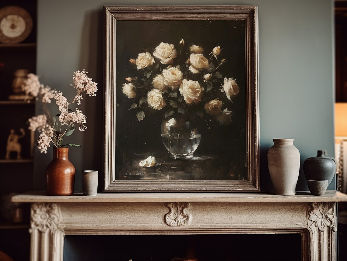 Dark Coquette Moody Roses Floral Wall Art Print - Image 2