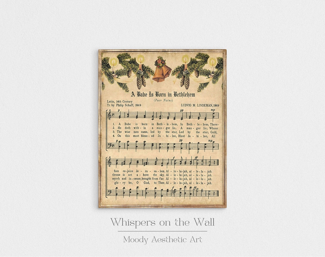 A Babe Is Born in Bethlehem Vintage Christmas Sheet Music Poster - Image 3