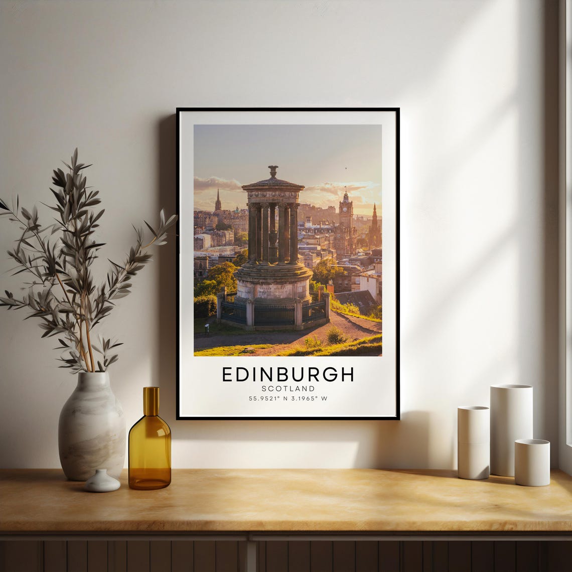 Edinburgh Dugald Stewart Monument Calton Hill Scotland Travel Poster