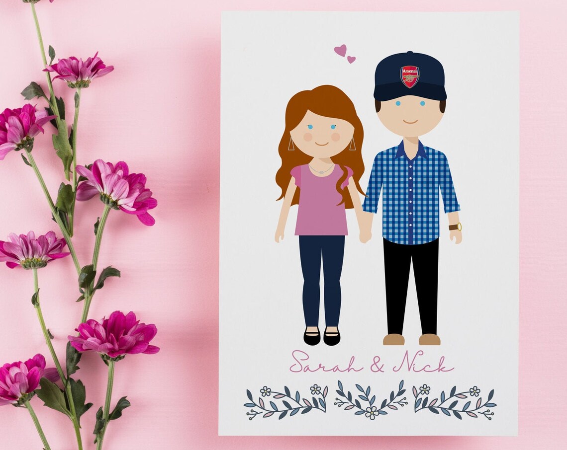 Personalized Pregnant Couple in Front of House Custom Portrait Poster - Image 3