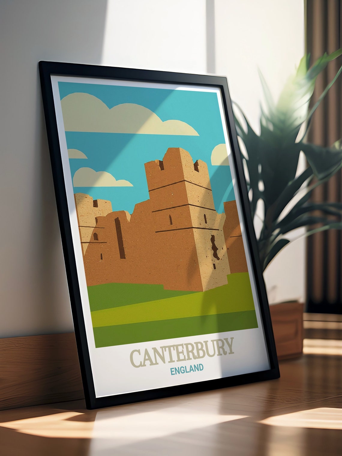 Canterbury Castle Norman Ruins Blue Sky England Travel Poster - Image 2