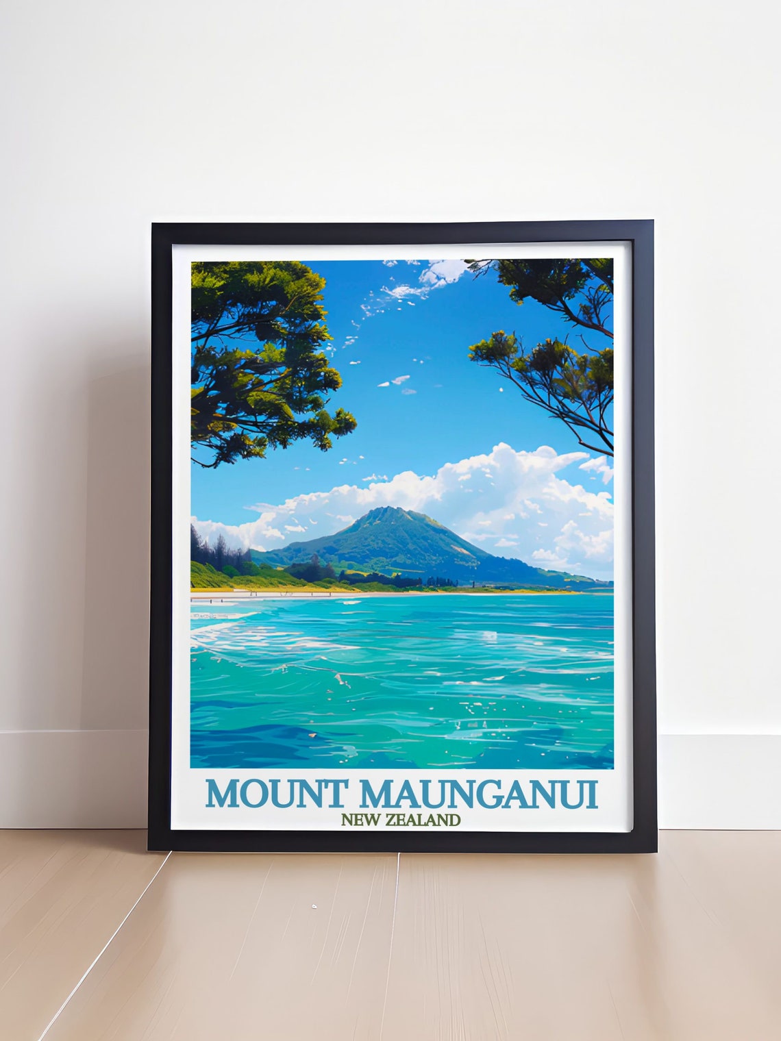 Mount Maunganui Turquoise Sea Waves Mauao New Zealand Poster - Image 4