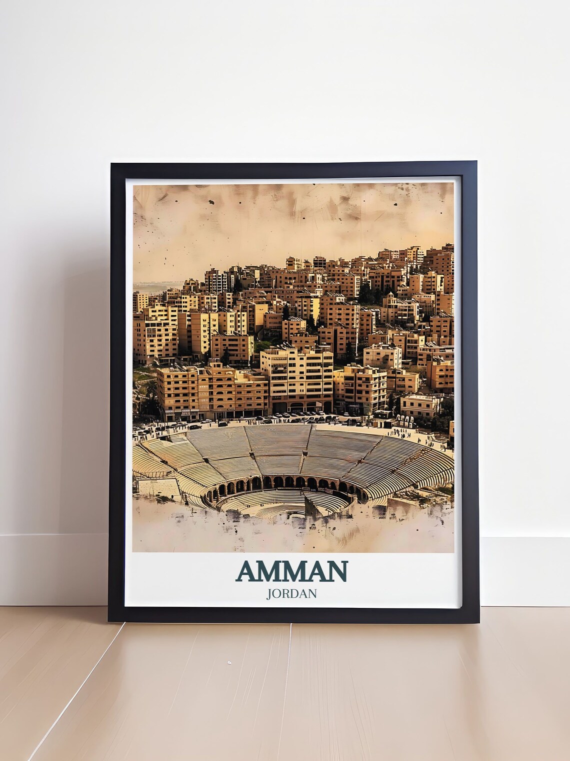 Amman Roman Theater With the City Skyline of Jordan Travel Poster - Image 4