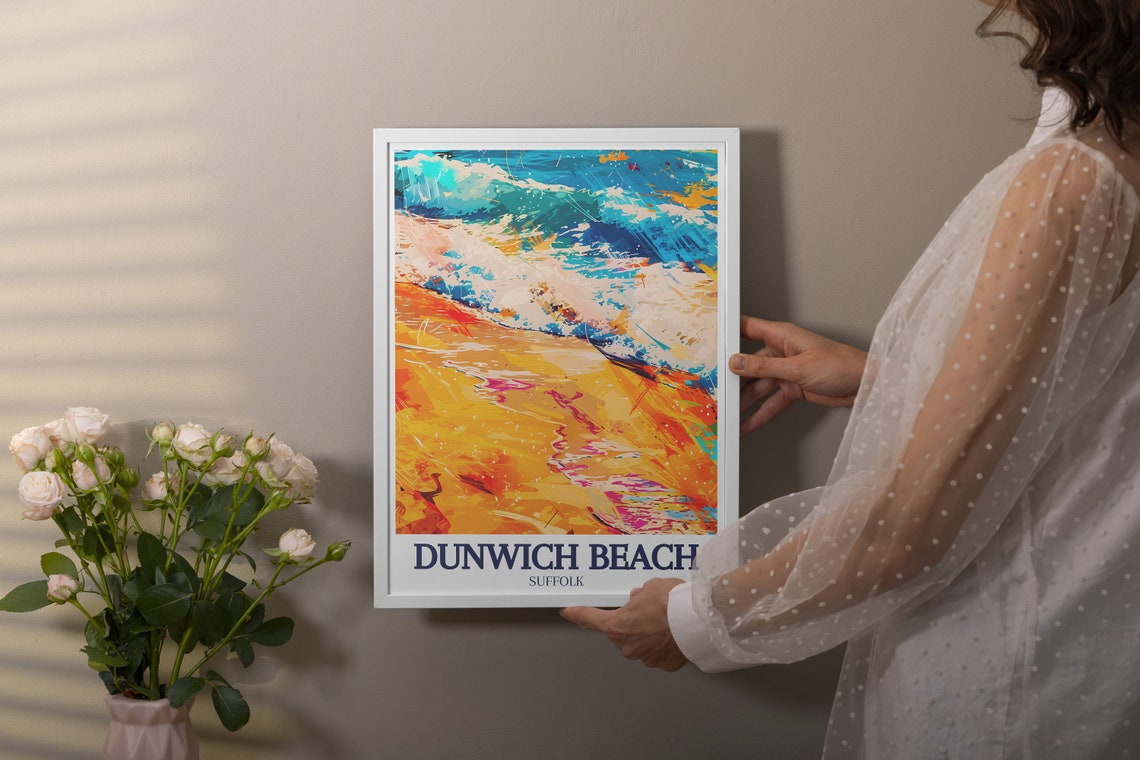 Dunwich Beach Suffolk Abstract Ocean Waves Colorful Art Poster - Image 2