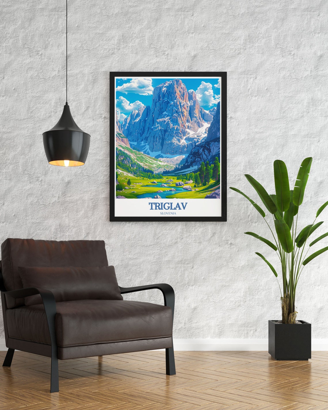 Triglav Slovenia Towering Rocky Cliffs Mountain Valley Scene Poster - Image 3
