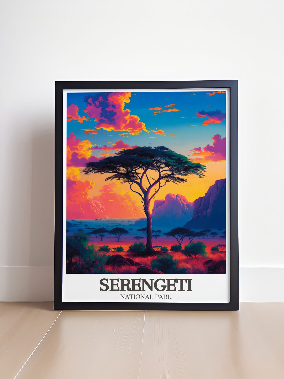 Serengeti Acacia Tree Travel Poster, Savanna Decor - Image 4