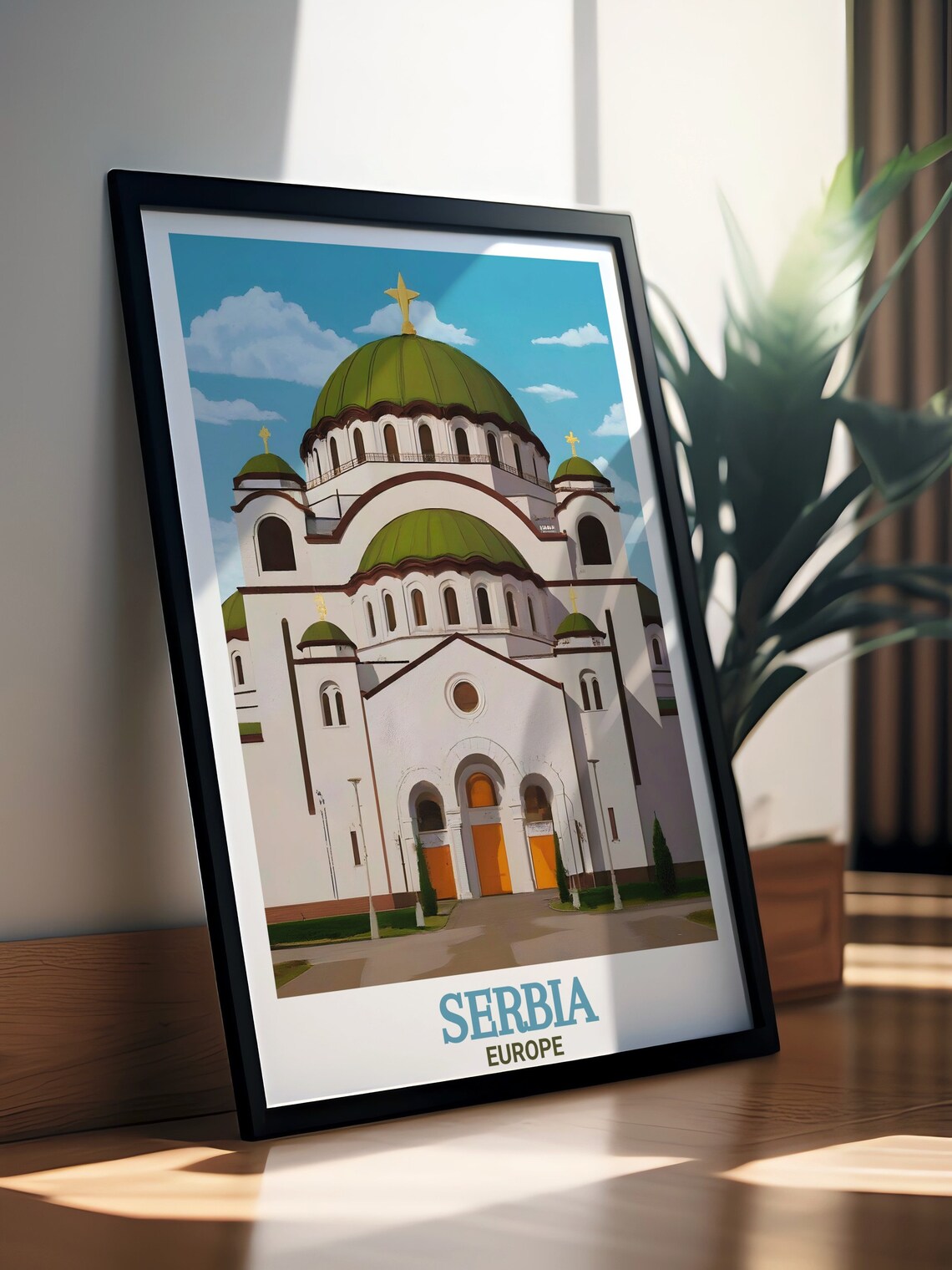 Belgrade Saint Sava Temple Green Domes Serbia Travel Art Poster - Image 3