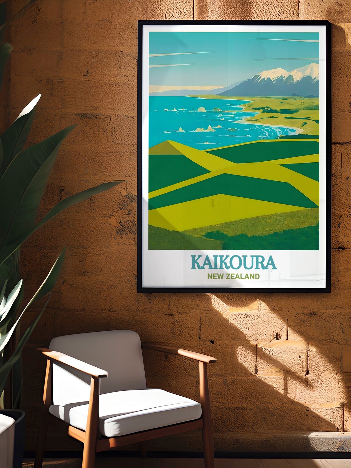 Kaikoura Peninsula Panoramic Green Valley Coast New Zealand Poster - Image 3