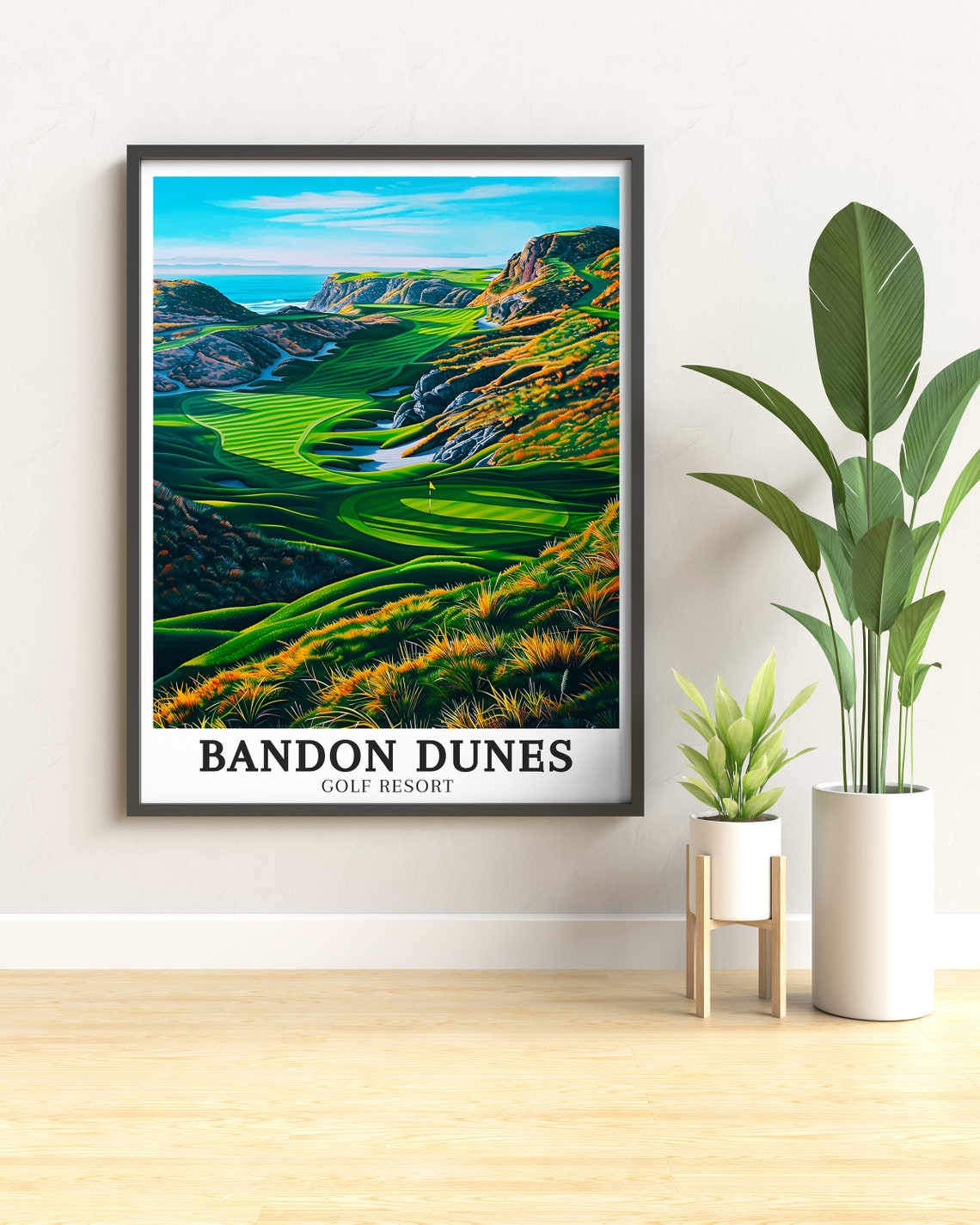 Bandon Dunes Cliffs Links Course and Flagstick View Art Poster - Image 2