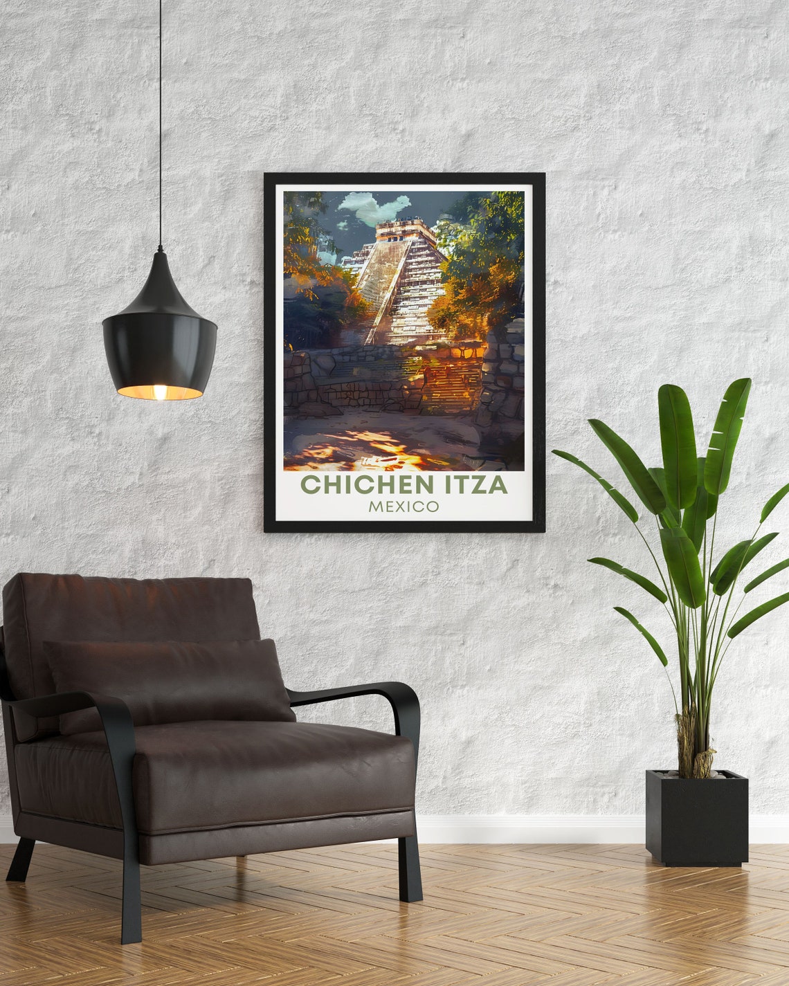 Chichen Itza Mexico Mayan Pyramid Night Glow Jungle Travel Poster - Image 2