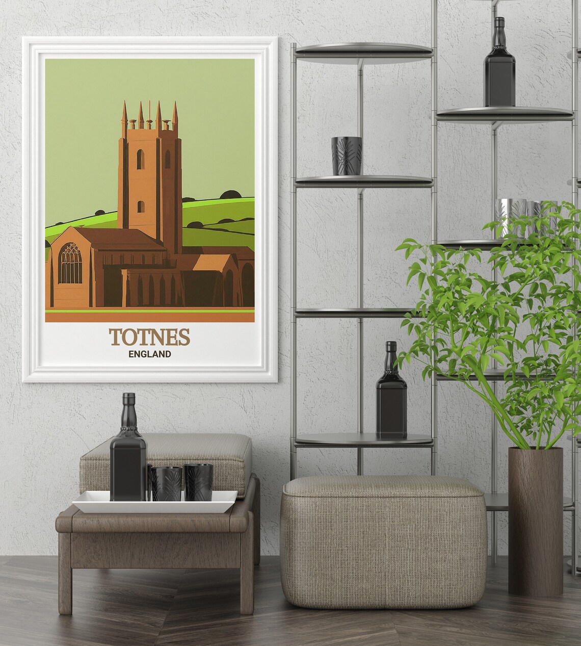 Totnes England St Marys Church Minimalist Retro Travel Poster - Image 2