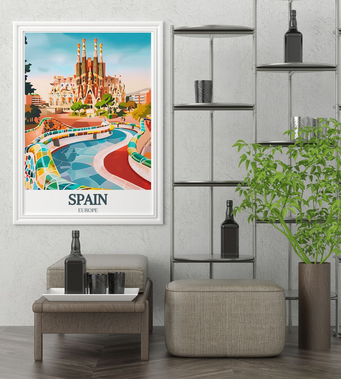 Spain Travel Poster Sagrada Familia Park Gell And Asturias Prints Spain Wall Decor Sagrada Familia And Park Gell Travel Posters - Image 4