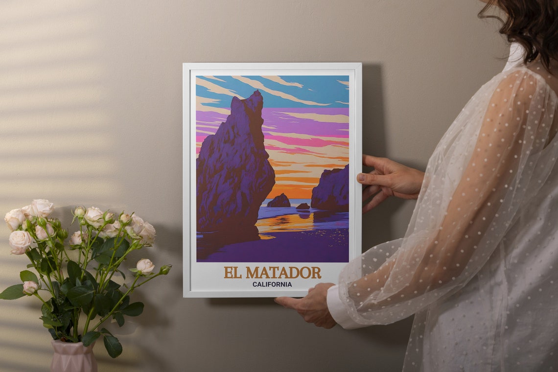 El Matador California Sunset Sea Stack Purple Sky Travel Poster - Image 3