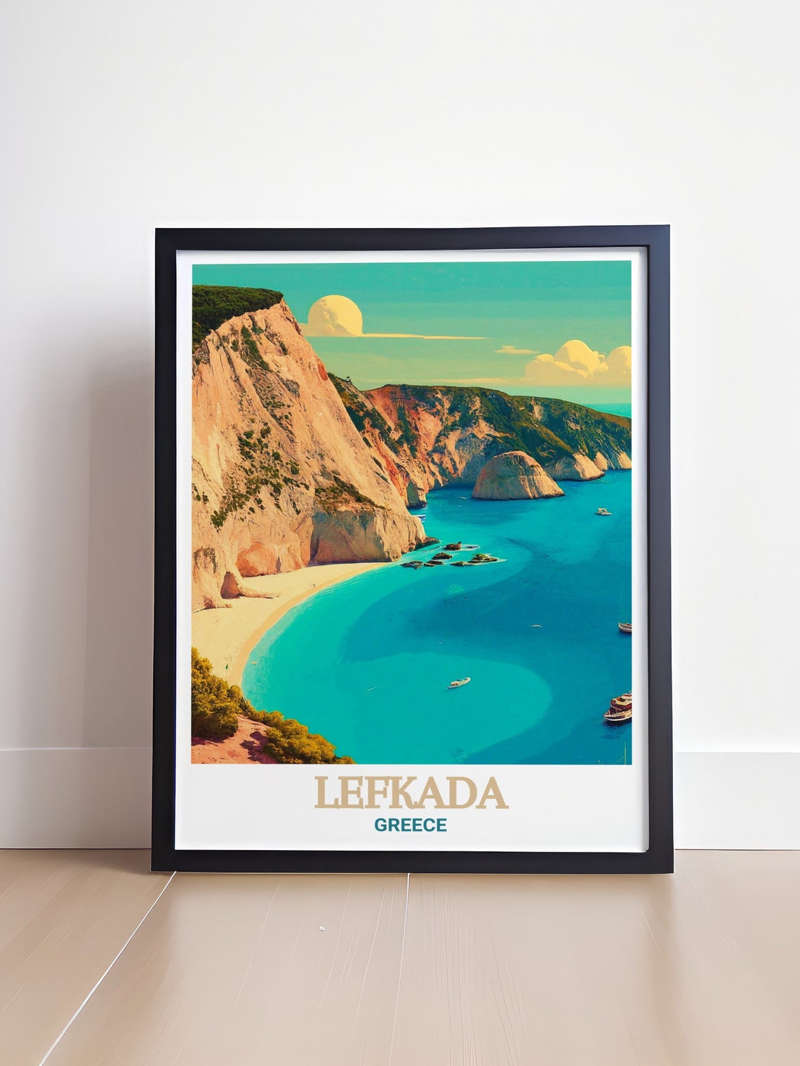 Lefkada Porto Katsiki Beach Cliffs Turquoise Greece Travel Poster - Image 4