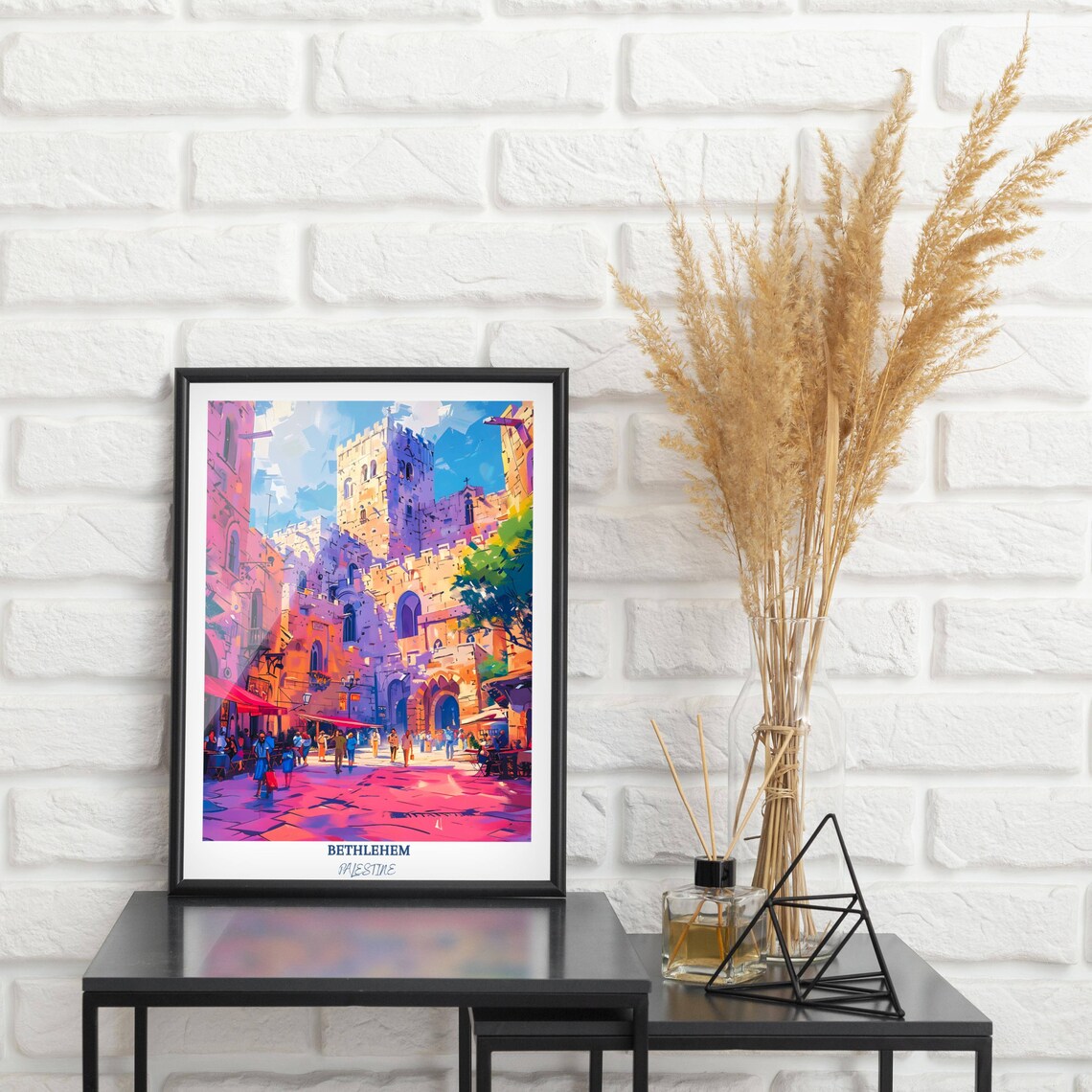 Bethlehem Stone Street Old Town Colorful Market Travel Poster - Image 2