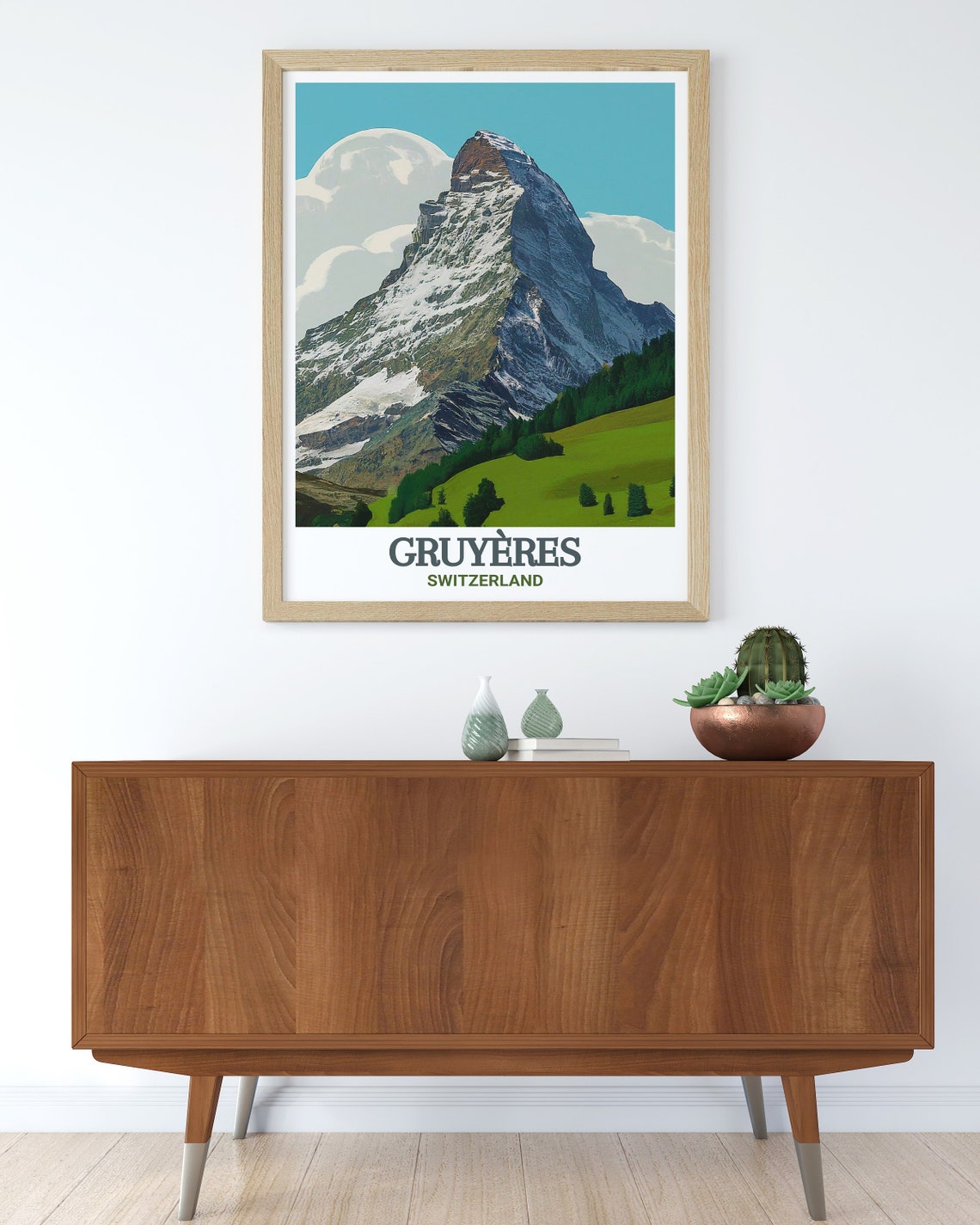 Gruyeres Switzerland Snowy Alpine Peak Vintage Travel Poster - Image 3