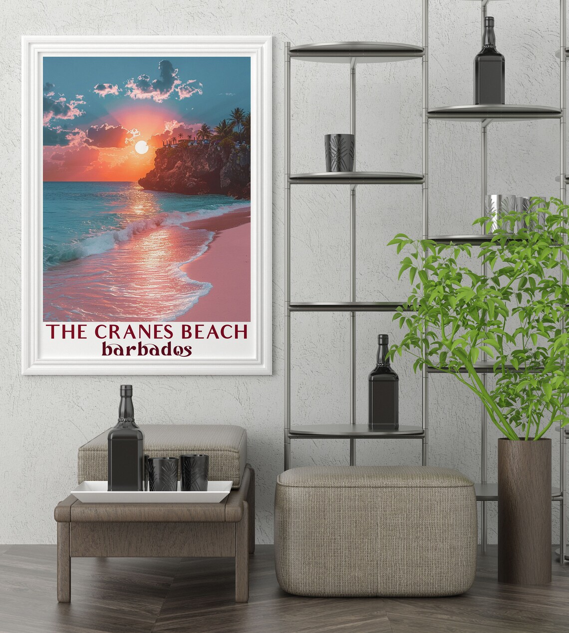Crane Beach Barbados Vintage Travel Poster - Image 2