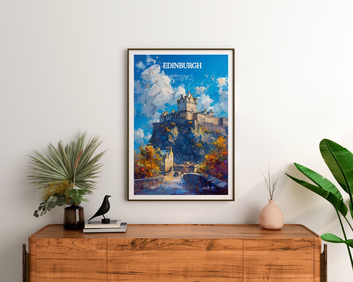 Edinburgh Castle Scotland Impressionist Painting Travel Poster - Image 3