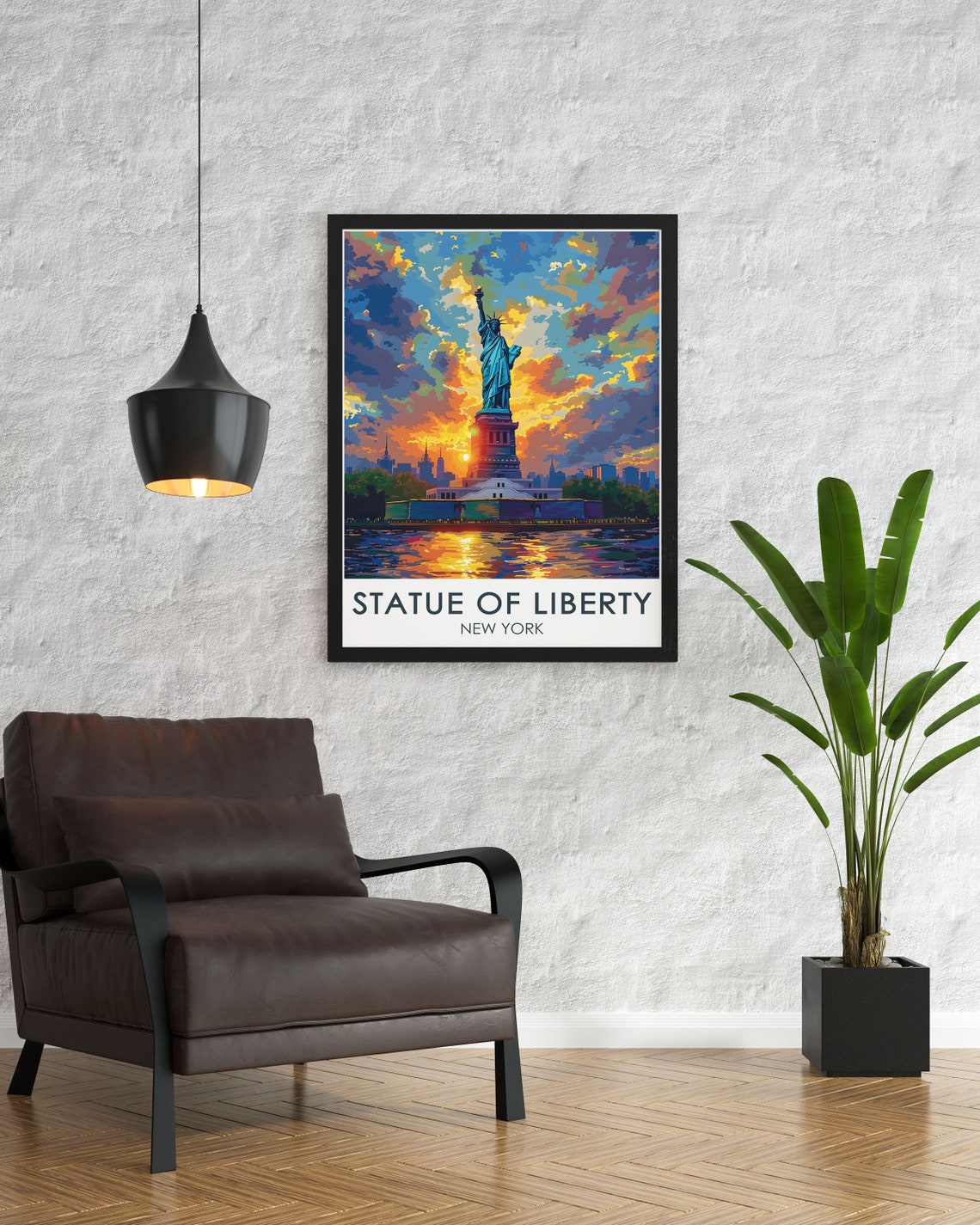 Statue of Liberty at Sunset over Manhattan Skyline New York Poster - Image 2