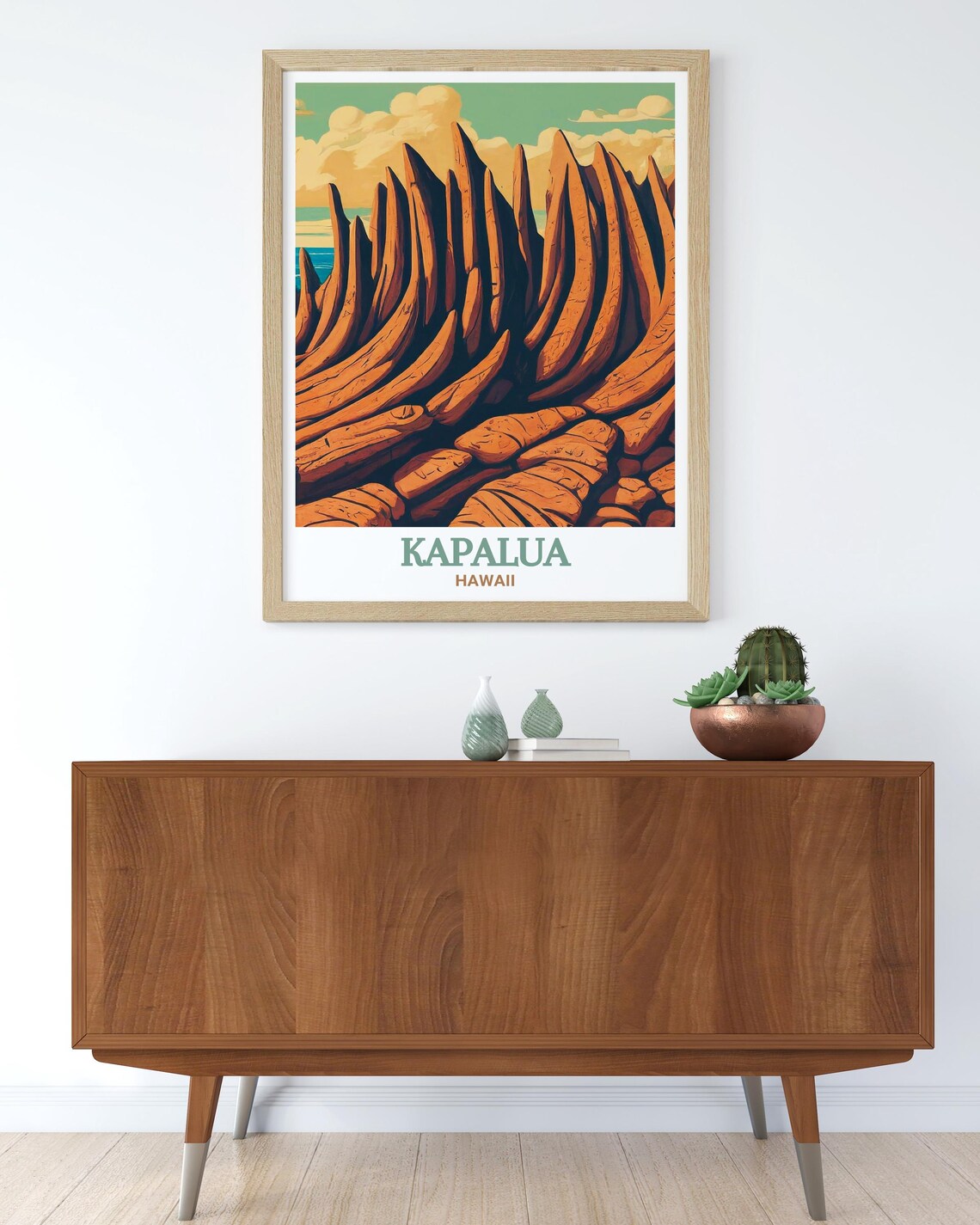 Kapalua Hawaii Dragons Teeth Lava Rock Coastline Golden Art Poster - Image 2