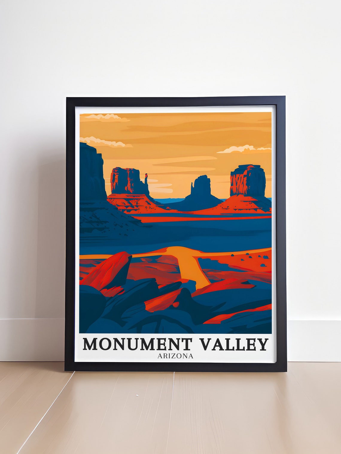 Monument Valley Dusk Red Rock Buttes Desert Road Travel Poster - Image 4