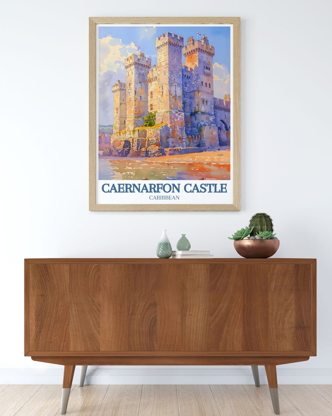 Caernarfon Castle Wales Tower Close Up View In Golden Daylight Poster - Image 3