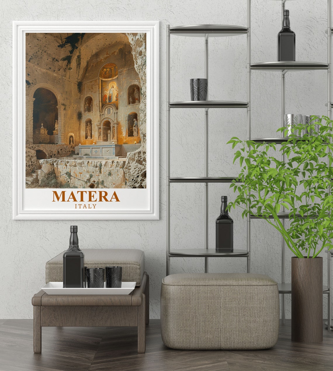 Matera Poster Rock Church Print Italian Travel Art Scenic Italy Poster Historic Matera Wall Decor Travel Print Italy Wall Decor - Image 2