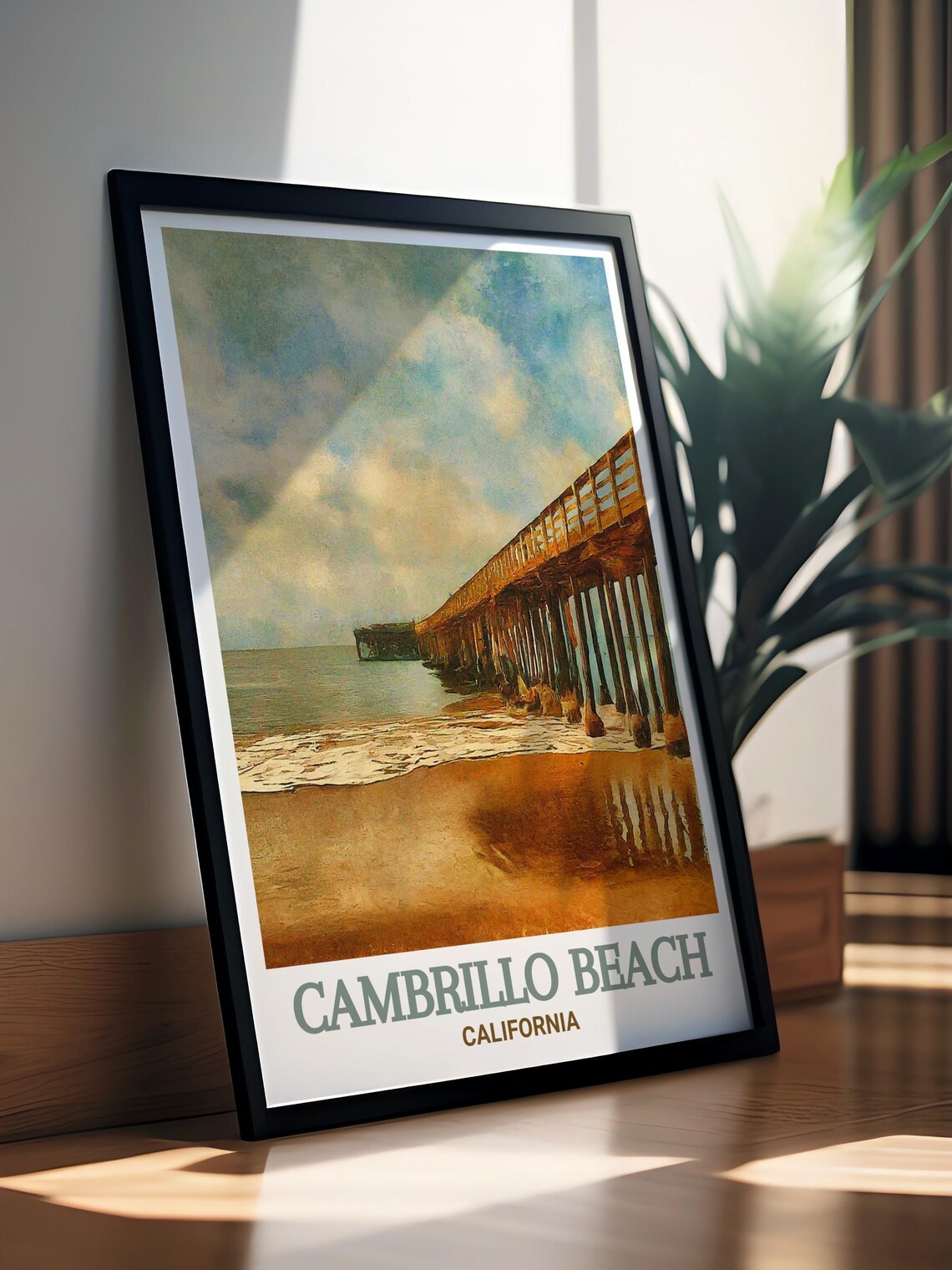 Cambrillo Beach California Poster Vintage Wooden Pier Over Ocean Waves - Image 4