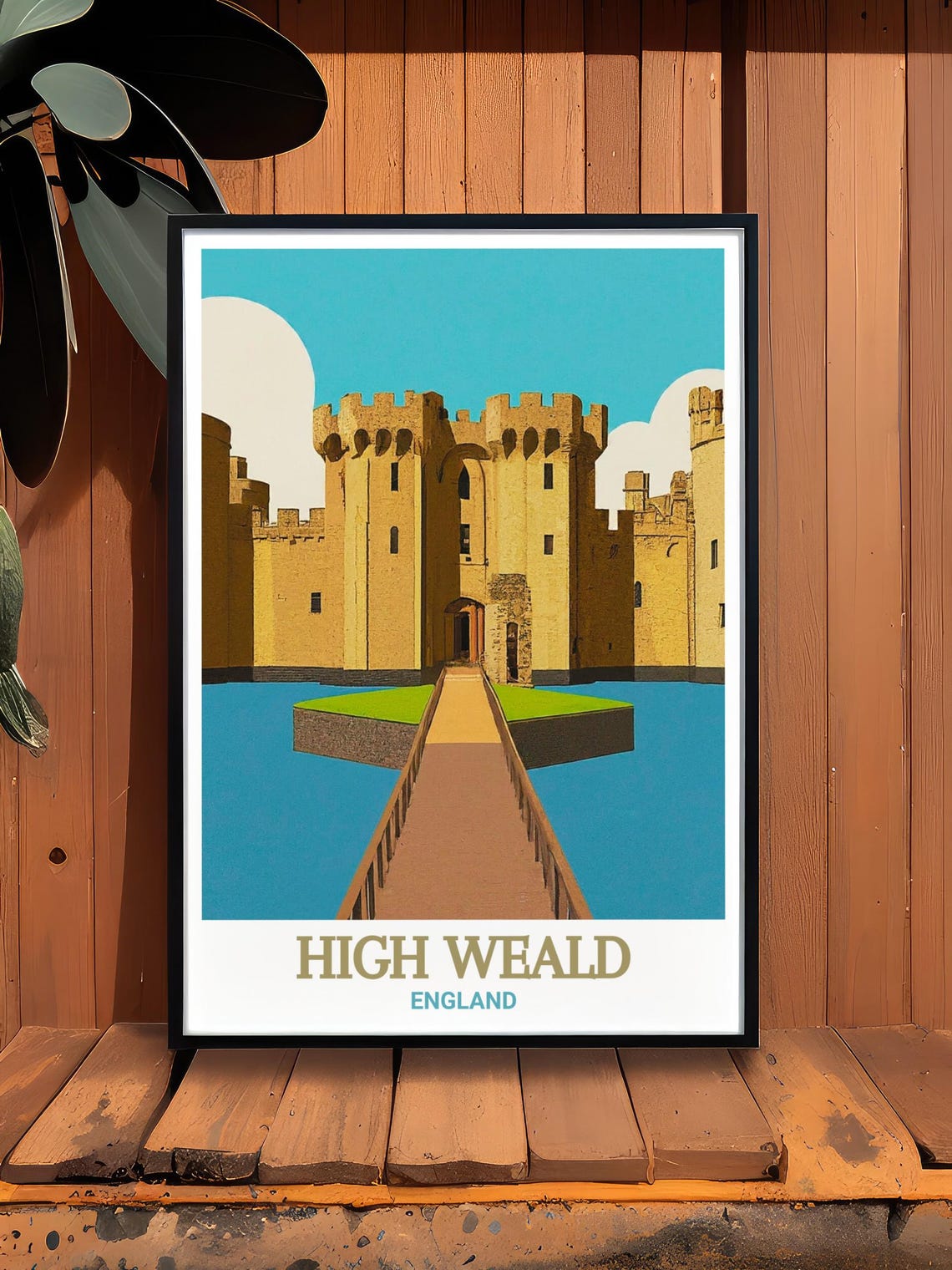High Weald England Moated Castle Turquoise Sky Travel Poster - Image 3