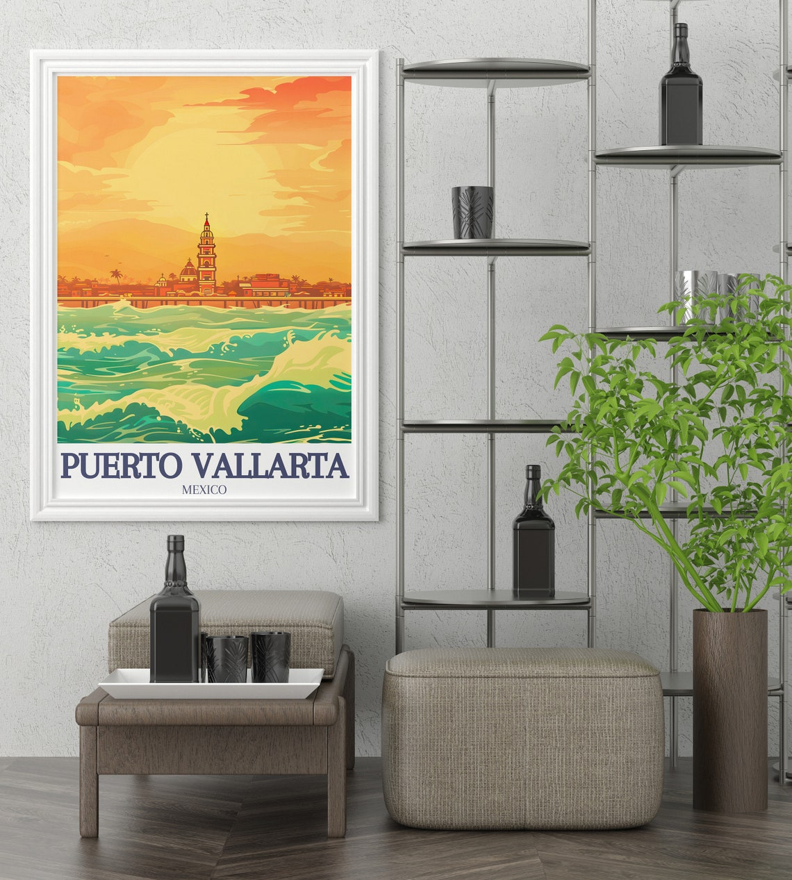 Puerto Vallarta Church Art Malecn Boardwalk Travel Poster Stunning Church Of Our Lady Of Guadalupe Print Historic Architecture Decor - Image 2