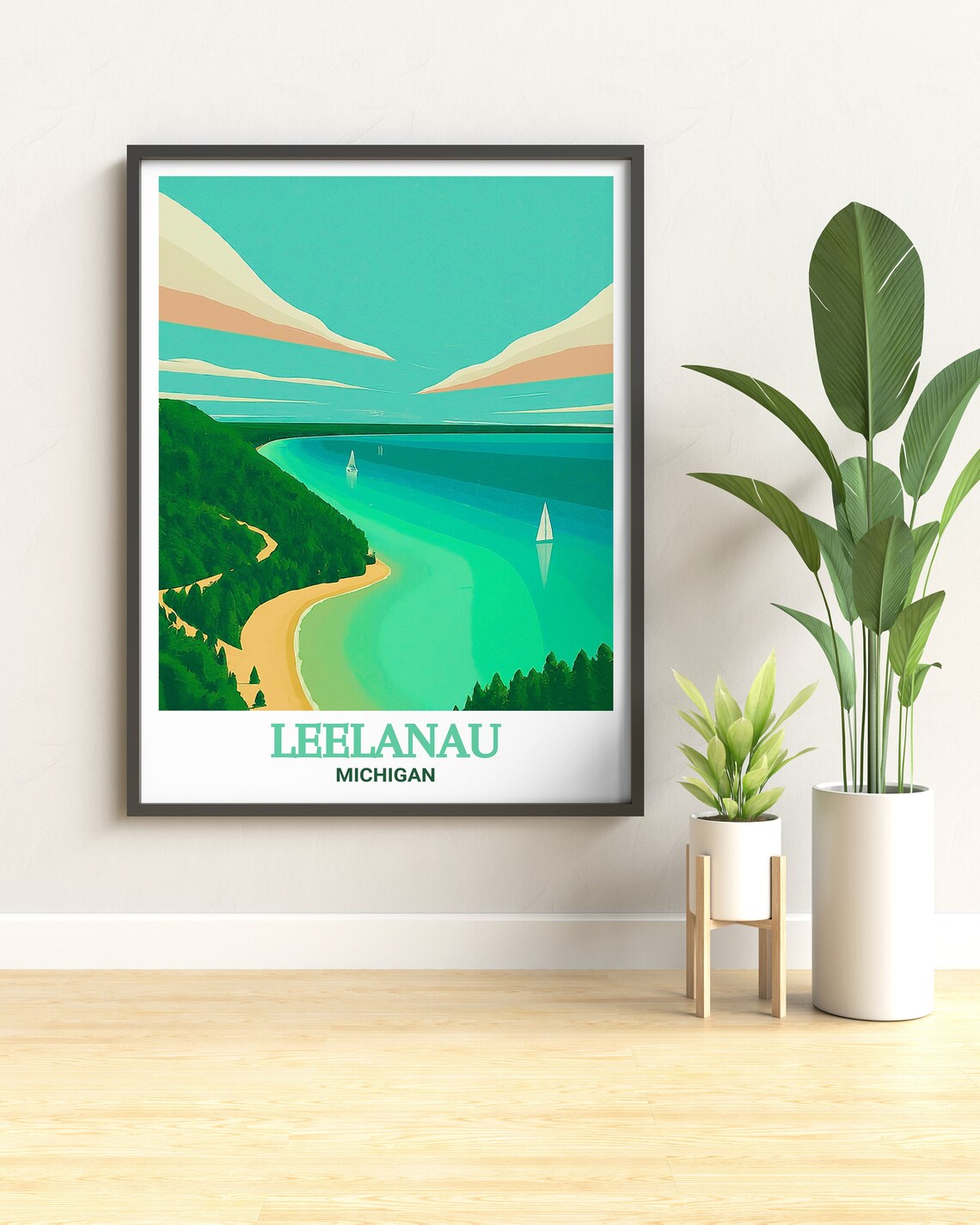 Leelanau Travel Print Leelanau State Park Travel Poster Michigan Scenic Art Leelanau Print State Park Travel Art - Image 2