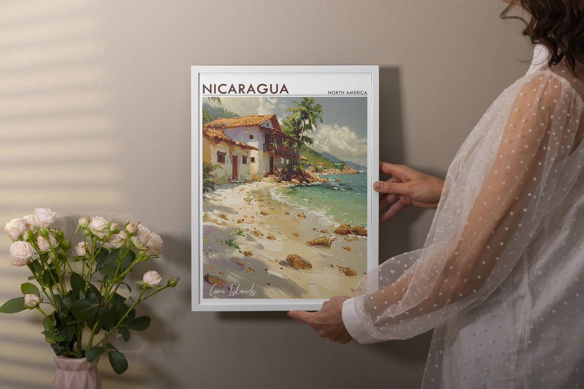 Nicaragua Corn Islands Rustic Beach House Tropical Sandy Shore Poster - Image 3