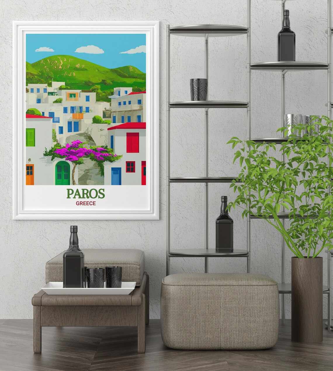 Paros Greece Lefkes Village White Houses Colorful Doors Poster - Image 4