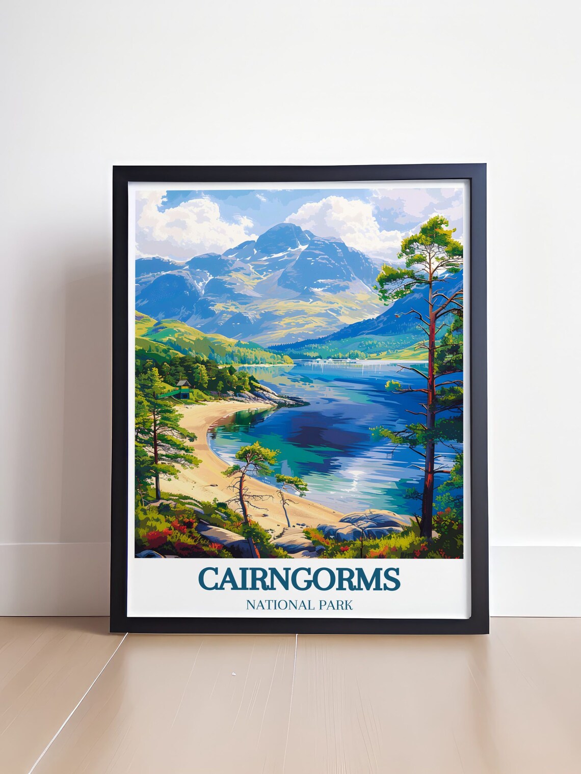 Cairngorms National Park Sandy Lake Shore Pine Landscape Poster - Image 4