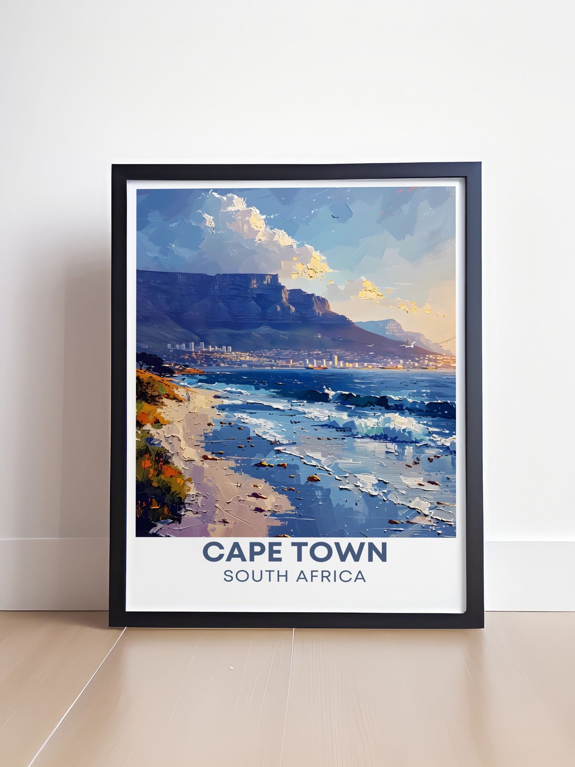 Cape Town South Africa Table Mountain Beach Art Travel Poster - Image 4