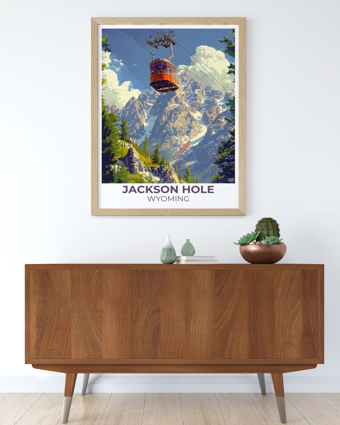 Jackson Hole Wyoming Aerial Tram Crossing Teton Mountains Poster - Image 3