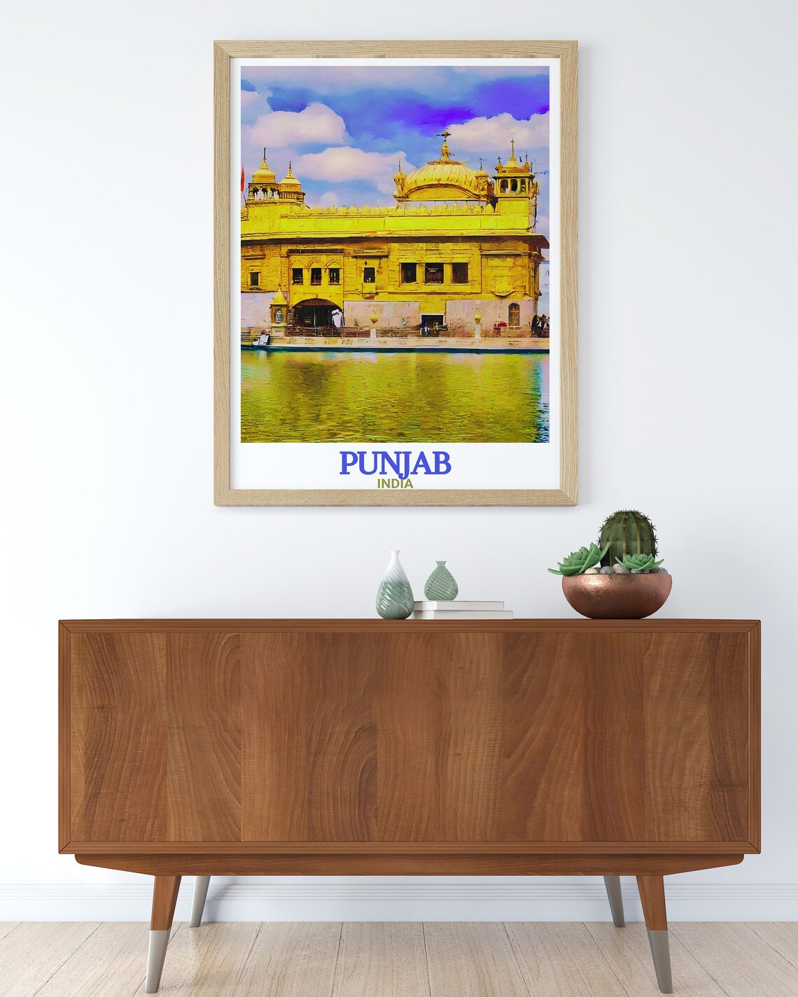 Punjab India Golden Temple Amritsar Reflection Watercolor Poster - Image 3