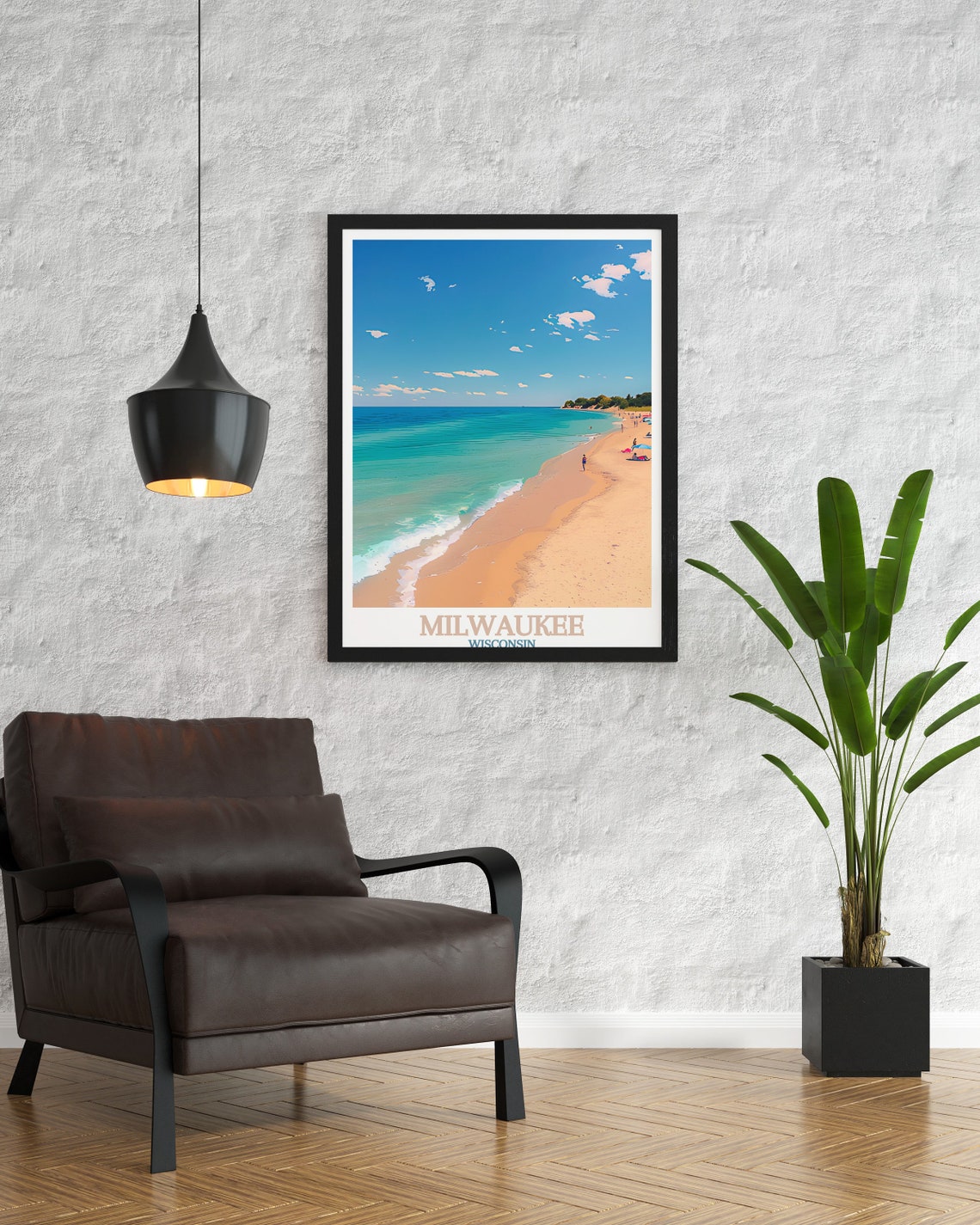 Milwaukee Wall Art Lake Michigan Poster And Personalized Gifts Lake Michigan Travel Poster Milwaukee Gifts Milwaukee Decor - Image 2