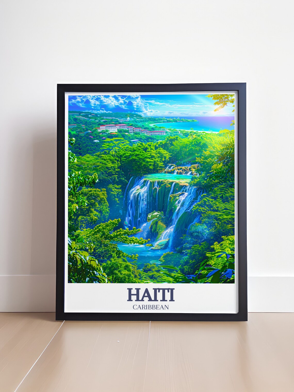 Haiti Caribbean Jungle Waterfall Bassin Bleu Lush Cascades View Poster - Image 4